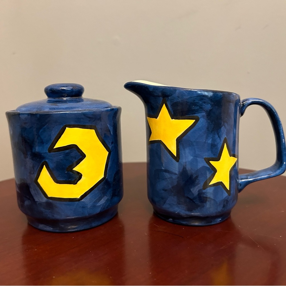 Vintage Carrie Wroot Ceramic Cream & Sugar Set